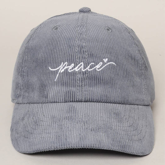 PEACE | Embroidered Corduroy Cap