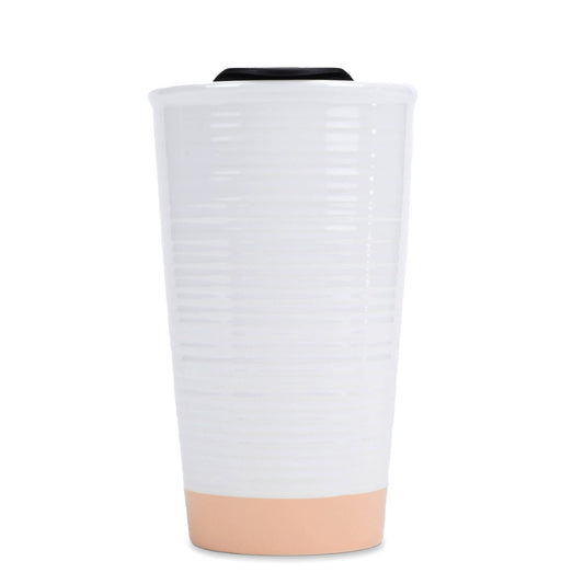 Loved Textured Blush Pink 12 oz Ceramic Travel Tumbler